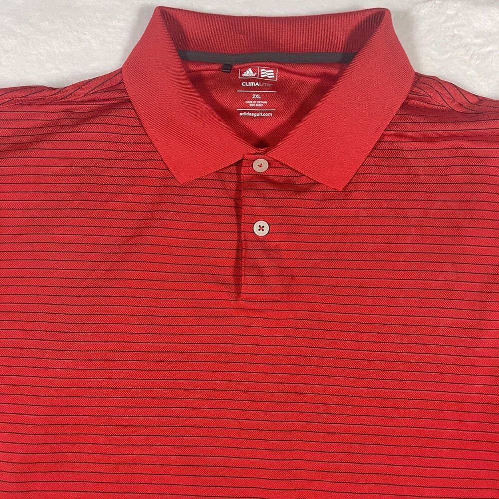 Adidas Ultimate365 Climalite Red Textured Striped Men's Polo Shirt Size‎ XXL